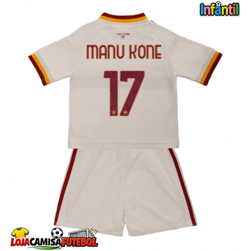 Camisa de Futebol AS Roma Manu Kone #17 Equipamento Secundário Infantil 2026-27 Manga Curta (+ Calças curtas)